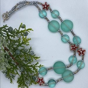 Sea glass beaded necklace 🌸💧